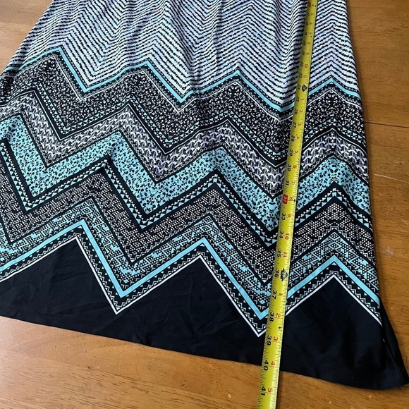 AB Studio Turquoise ZigZag Design Pull On Stretch Column Maxi Skirt, Size XL - Picture 7 of 9